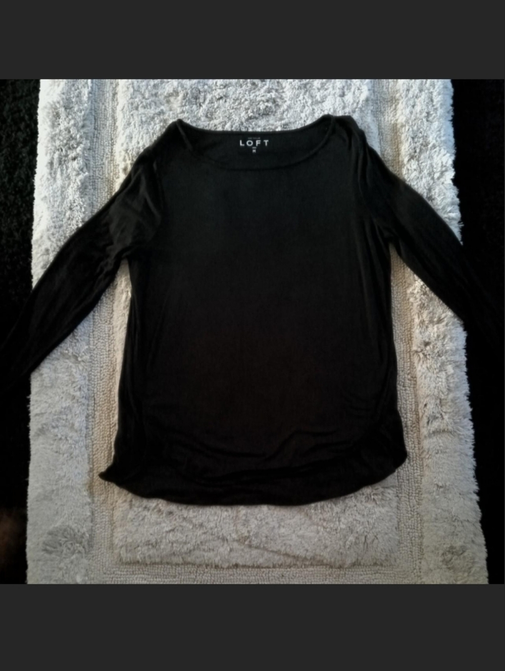 LOFT Black Long Sleeve Scoop Neck Top - Lightweight Tee